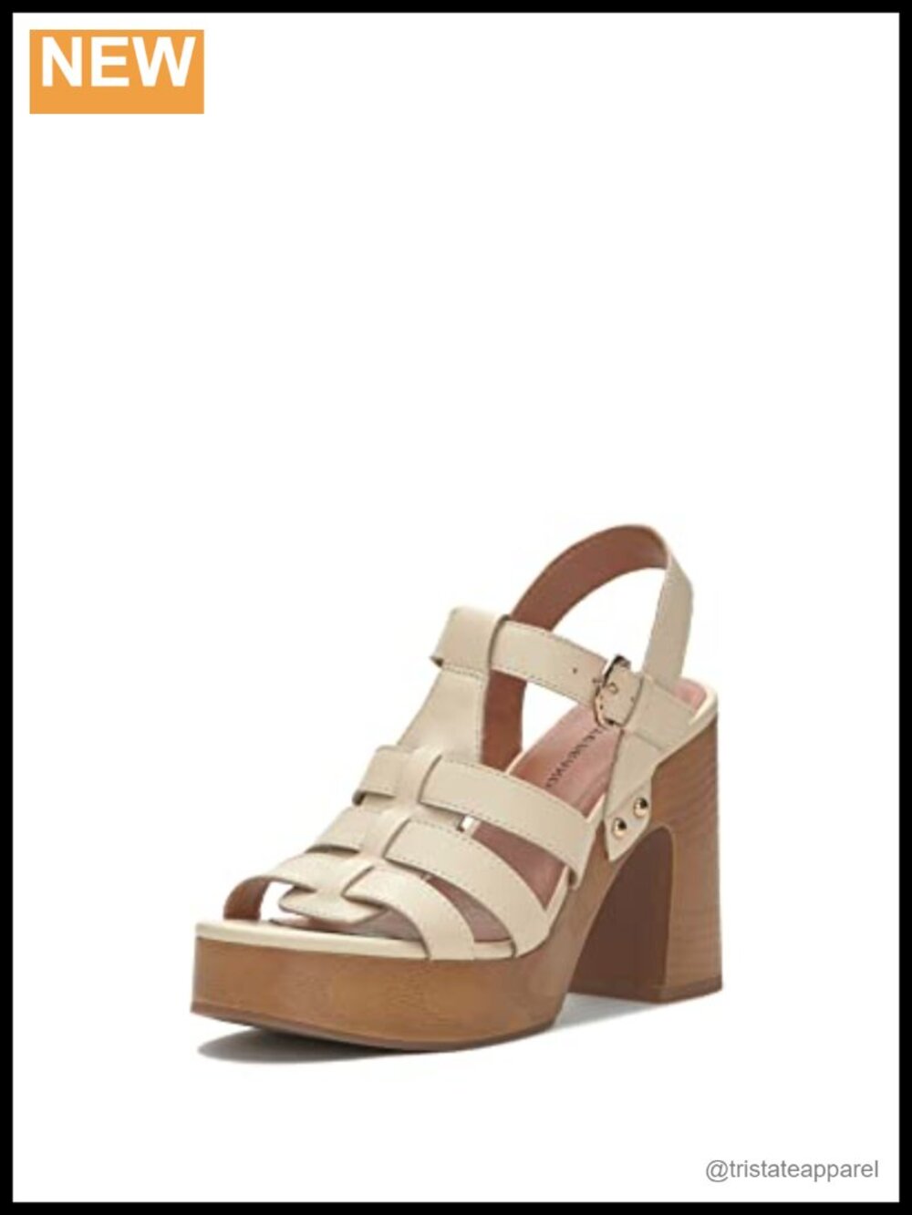 Leather Heeled Platform Sandal with Adjustable Buckle Slingback